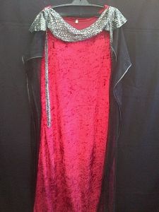 Adult Female Costumes to Hire - Medieval-Red, black & silver dress 